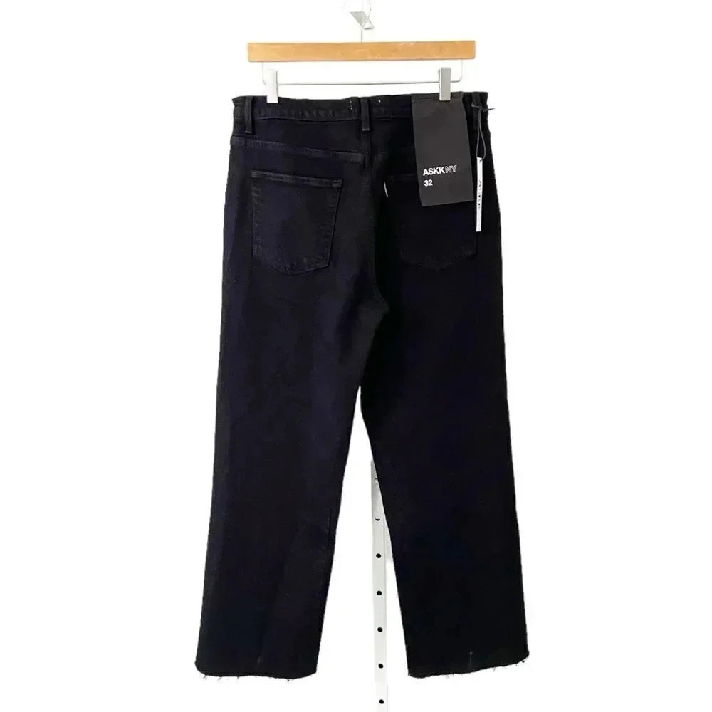 NWT AskkNY Slim Crop Wide Leg Jeans Black Resin size 32 - Picture 5 of 10